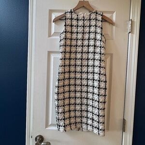Just Me Tweed Dress plaid black white gold nwot